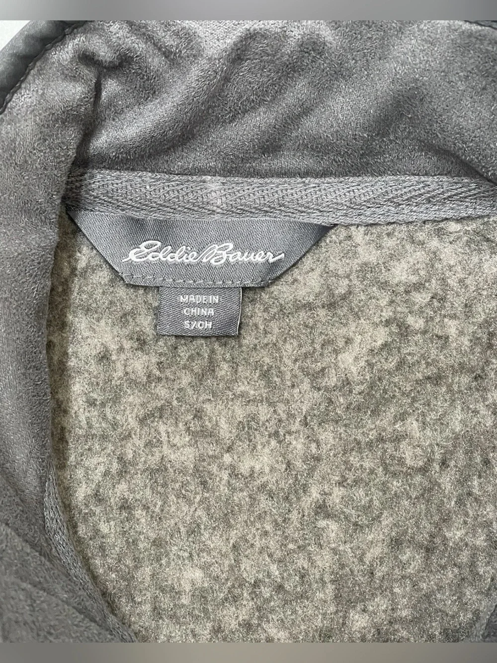 Eddie Bauer Men’s Heather Gray 1/4 Zip Long Sleeve Pullover Fleece Sweater s S